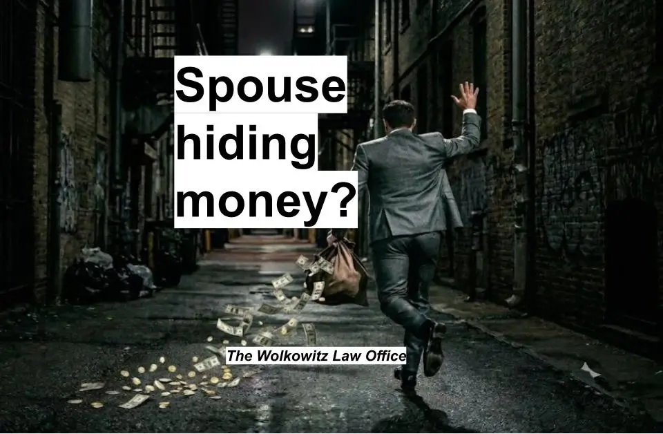 Illustration of spouse hiding money in Illinois divorce