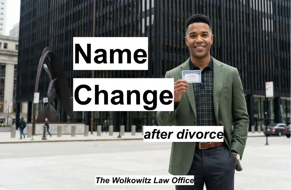 illustration of man changing name after Illinois divorce